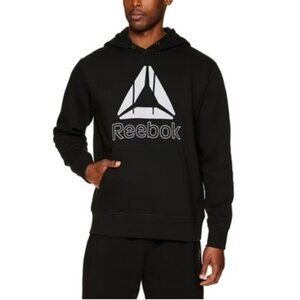 NEW Reebok Men's Delta Logo Hoodie Size XL Black and White Hooded Sweatshirt